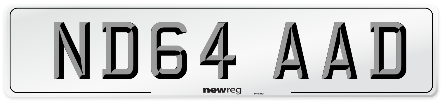 ND64 AAD Number Plate from New Reg